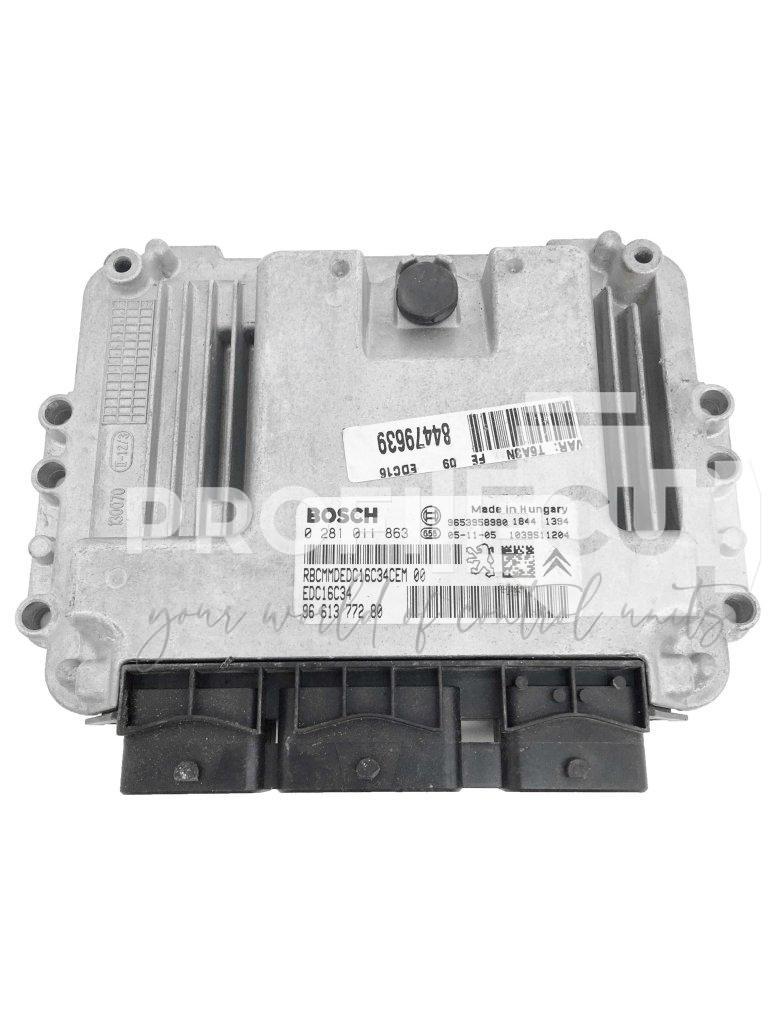 0281011863 96 613 772 80 9661377280 ECU Řídící jednotka motoru CITROEN PEUGEOT 1.6 HDI