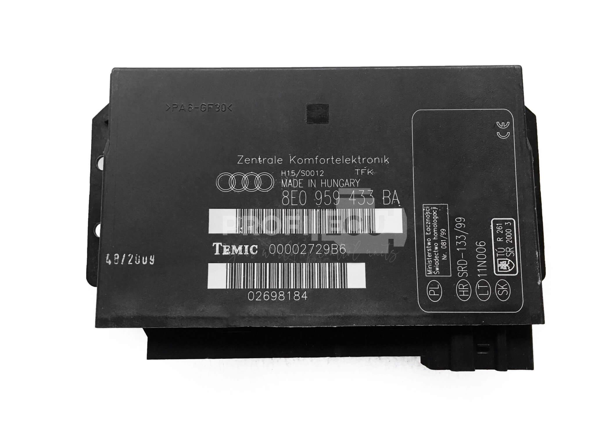 8E0959433BA 8E0 959 433 BA Komfortní jednotka AUDI A4 B6/B7 8E0959433BA 8E0 959 433 BA Komfortní jednotka AUDI A4 B6/B7