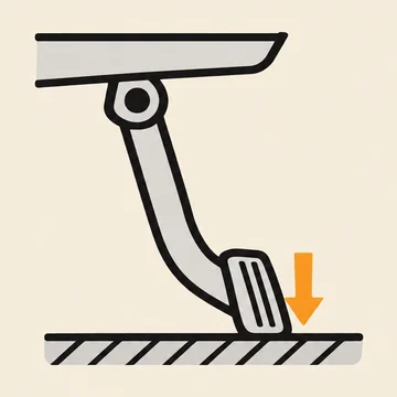 Ilustrační obrázek: Brzdový pedál měkne a propadá se k podlaze, kontrolka přitom nesvítí