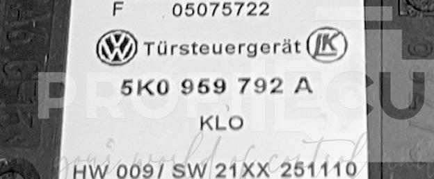Štítek jednotky: 5K0959702G, 5K0959792A, 5M1837402Q, 980287-430
