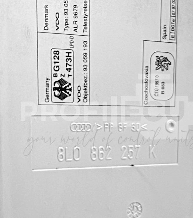 Štítek jednotky: 8L0862257, 8L0862257K, 93059193