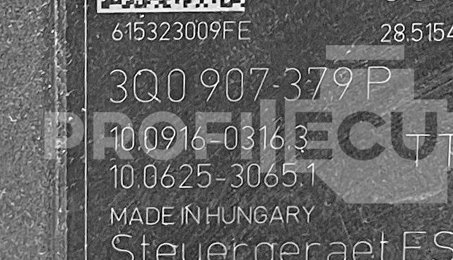 Štítek jednotky: 3Q0614517P, 3Q0907379P, 10.0220-0609.4, 10.0916-0316.3, 10.0625-3065.1