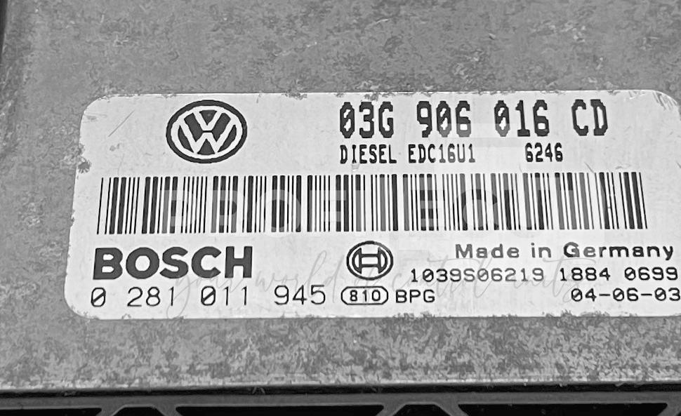 Štítek jednotky: 03G906016CD, 0281011945, 1039S06219