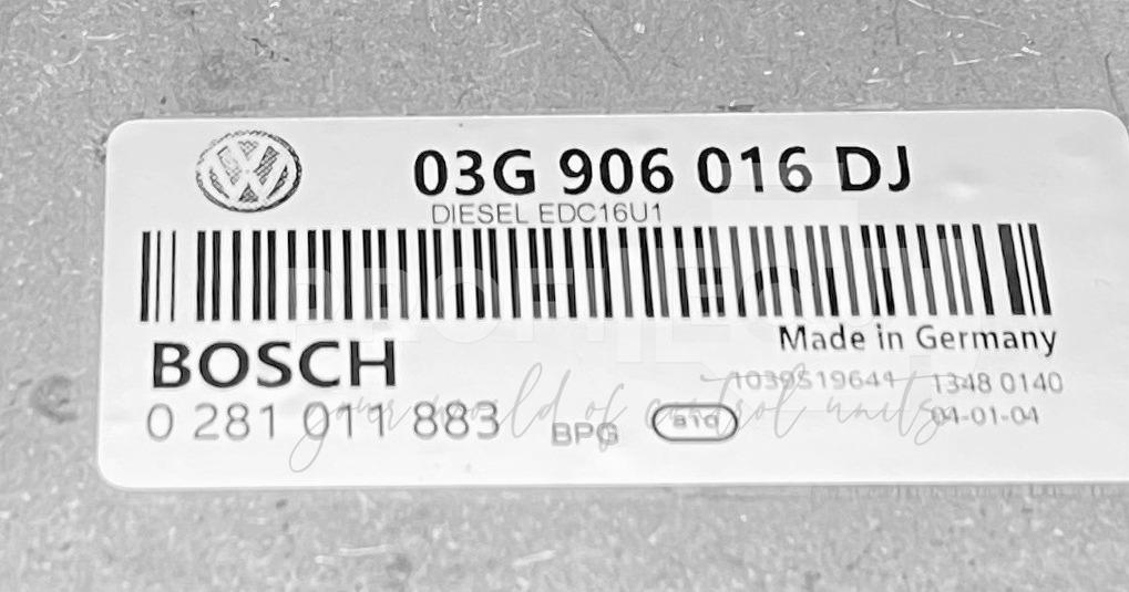 Štítek jednotky: 03G906016DJ, 0281011883, 1039S19641