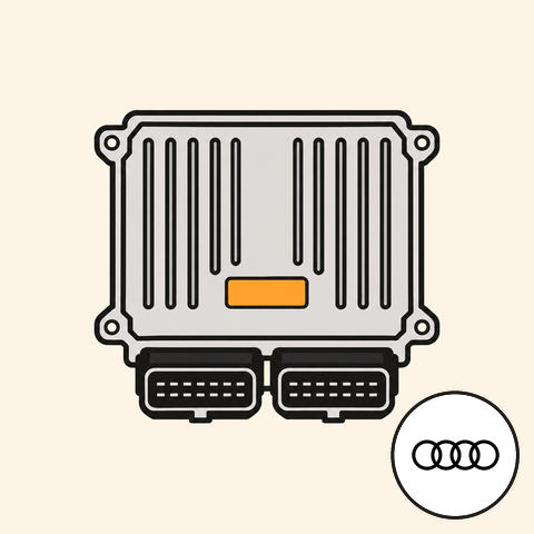 Řídicí jednotka pro Audi A5 3.0 TDI 160 kW s logem Audi (ilustrace)