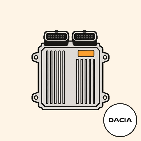 Řídicí jednotka pro Dacia Duster 1.6 SCe 115 LPG 80 kW s logem Dacia (ilustrace)