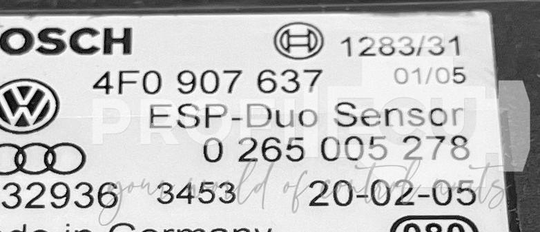 Štítek jednotky: 4F0907637, 0265005278