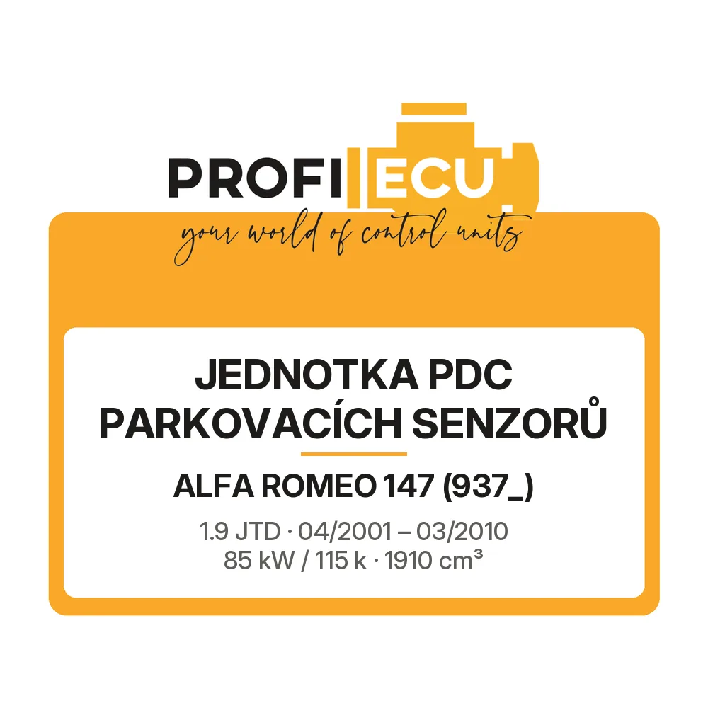 Etiketa ProfiECU: jednotka PDC parkovacích senzorů pro Alfa Romeo 147 1.9 JTD 85 kW