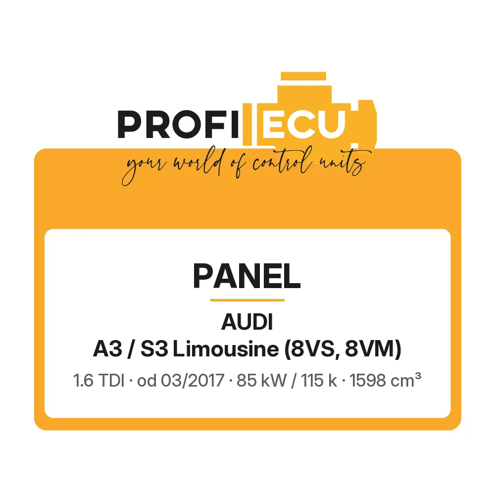 Etiketa ProfiECU: Panel pro Audi A3 / S3 Limousine 1.6 TDI 85 kW