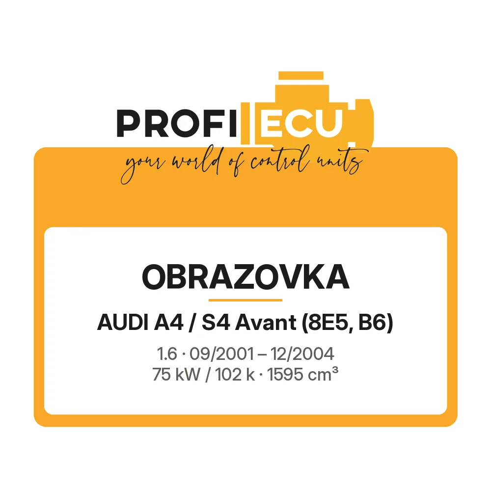 Etiketa ProfiECU: Obrazovka pro Audi A4 / S4 Avant 1.6 75 kW