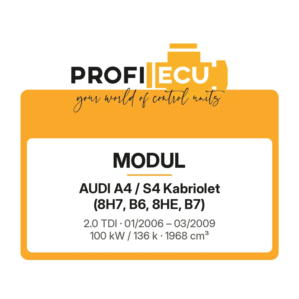 Etiketa ProfiECU: Modul pro Audi A4 / S4 Kabriolet 2.0 TDI 100 kW