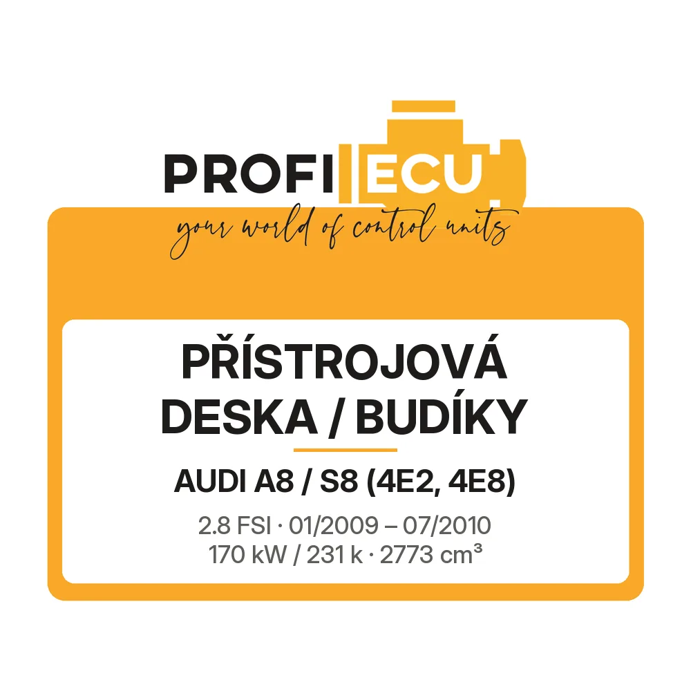 Etiketa ProfiECU: Přístrojová deska / Budíky pro Audi A8 / S8 2.8 FSI 170 kW