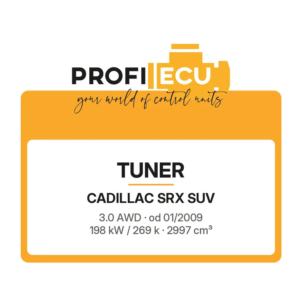 Etiketa ProfiECU: Tuner pro Cadillac SRX SUV 3.0 AWD 198 kW
