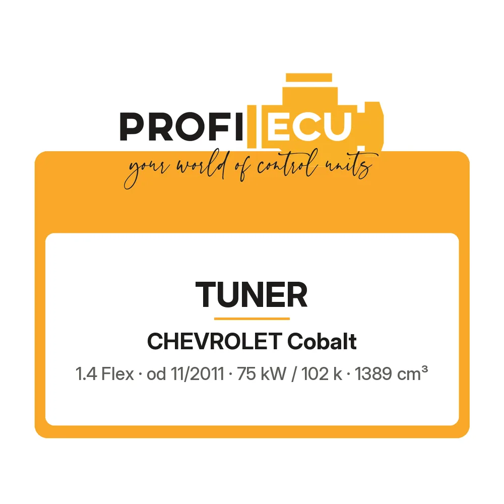 Etiketa ProfiECU: Tuner pro Chevrolet Cobalt 1.4 Flex 75 kW