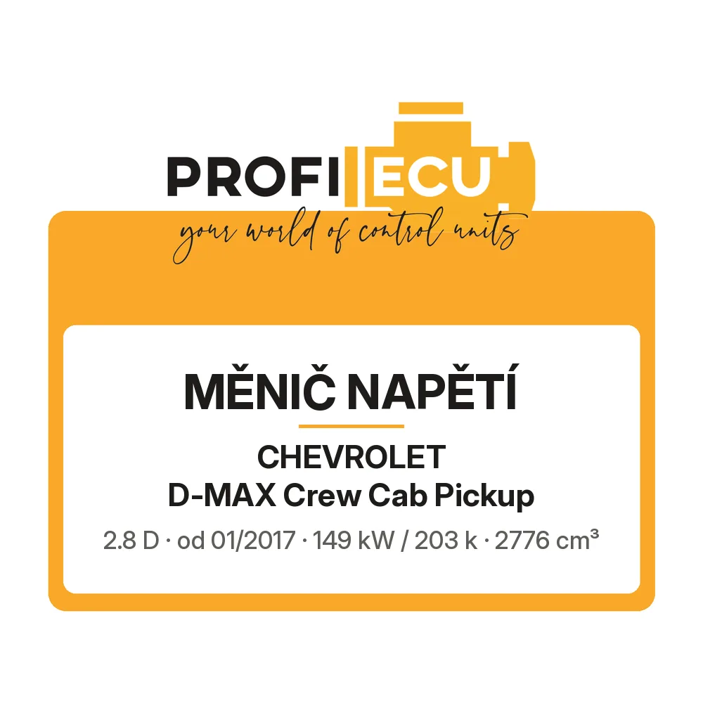 Etiketa ProfiECU: Měnič napětí pro Chevrolet D-MAX Crew Cab Pickup 2.8 D 149 kW