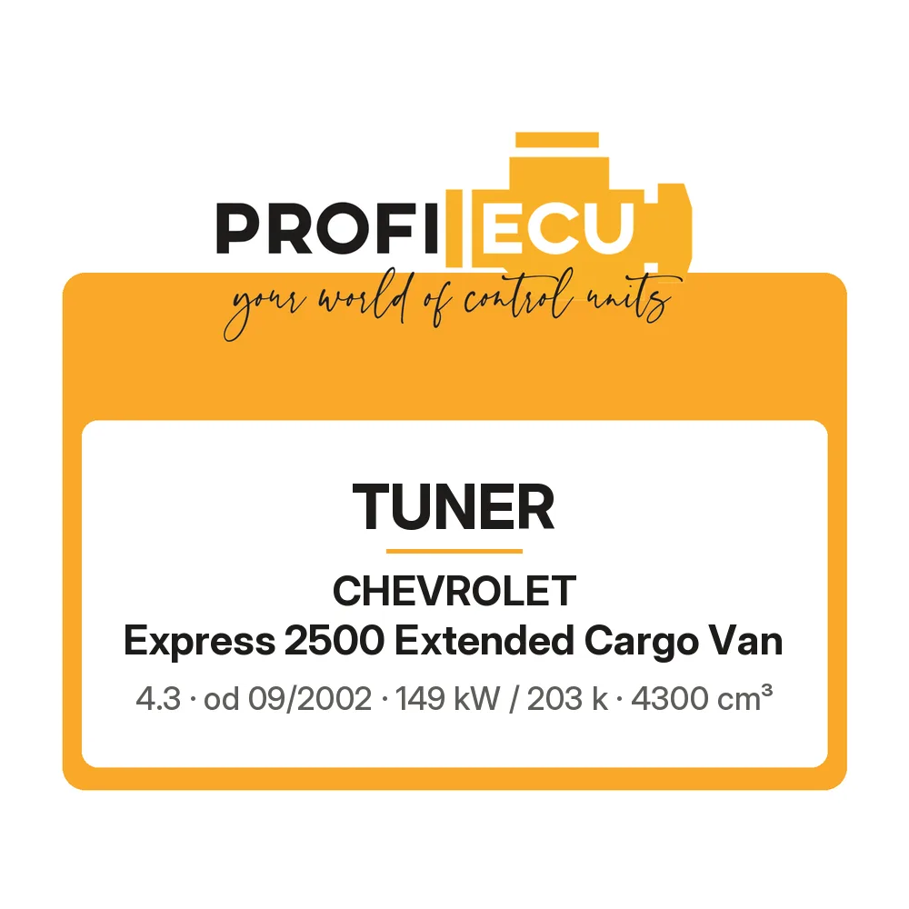 Etiketa ProfiECU: Tuner pro Chevrolet Express 2500 Extended Cargo Van 4.3 149 kW