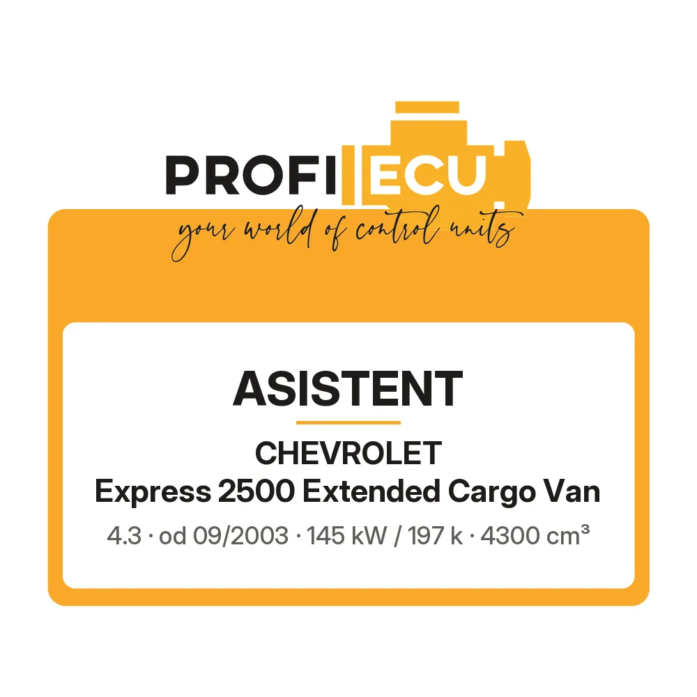 Etiketa ProfiECU: ASISTENT pro Chevrolet Express 2500 Extended Cargo Van 4.3 145 kW