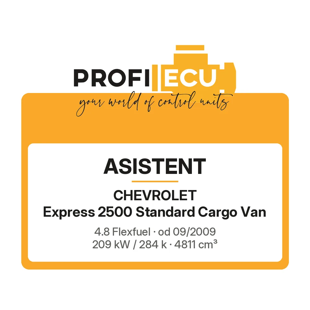 Etiketa ProfiECU: ASISTENT pro Chevrolet Express 2500 Standard Cargo Van 4.8 Flexfuel 209 kW