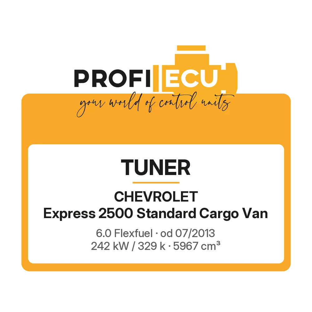 Etiketa ProfiECU: Tuner pro Chevrolet Express 2500 Standard Cargo Van 6.0 Flexfuel 242 kW