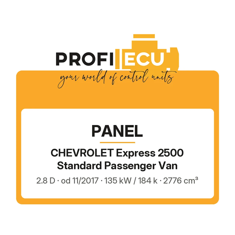 Etiketa ProfiECU: Panel pro Chevrolet Express 2500 Standard Passenger Van 2.8 D 135 kW