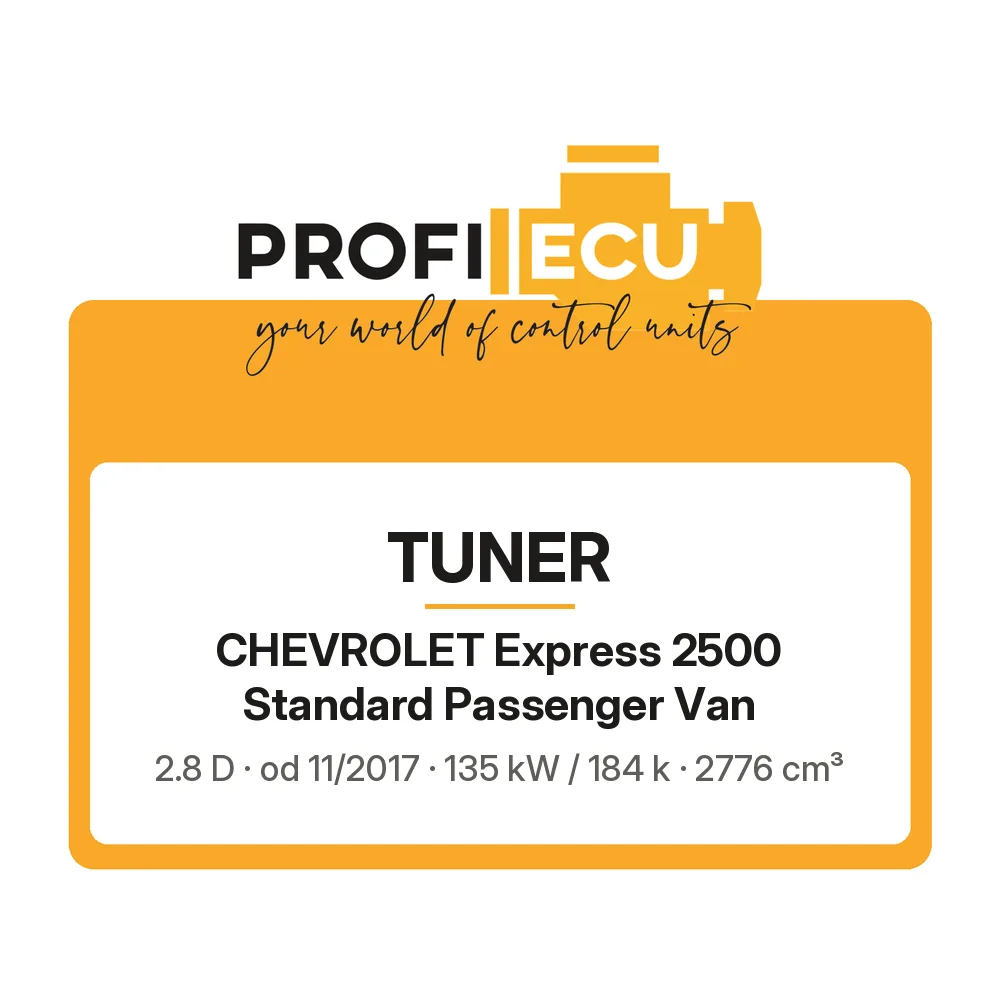 Etiketa ProfiECU: Tuner pro Chevrolet Express 2500 Standard Passenger Van 2.8 D 135 kW