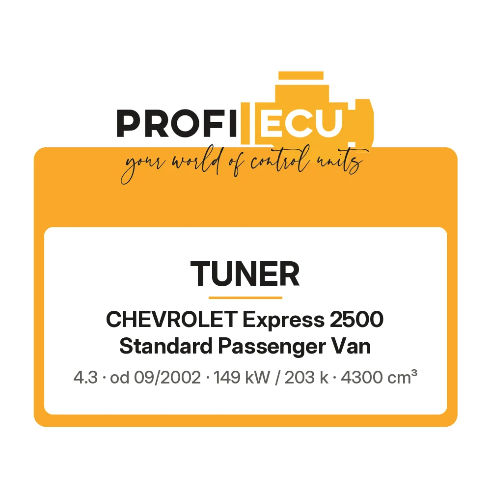 Etiketa ProfiECU: Tuner pro Chevrolet Express 2500 Standard Passenger Van 4.3 149 kW