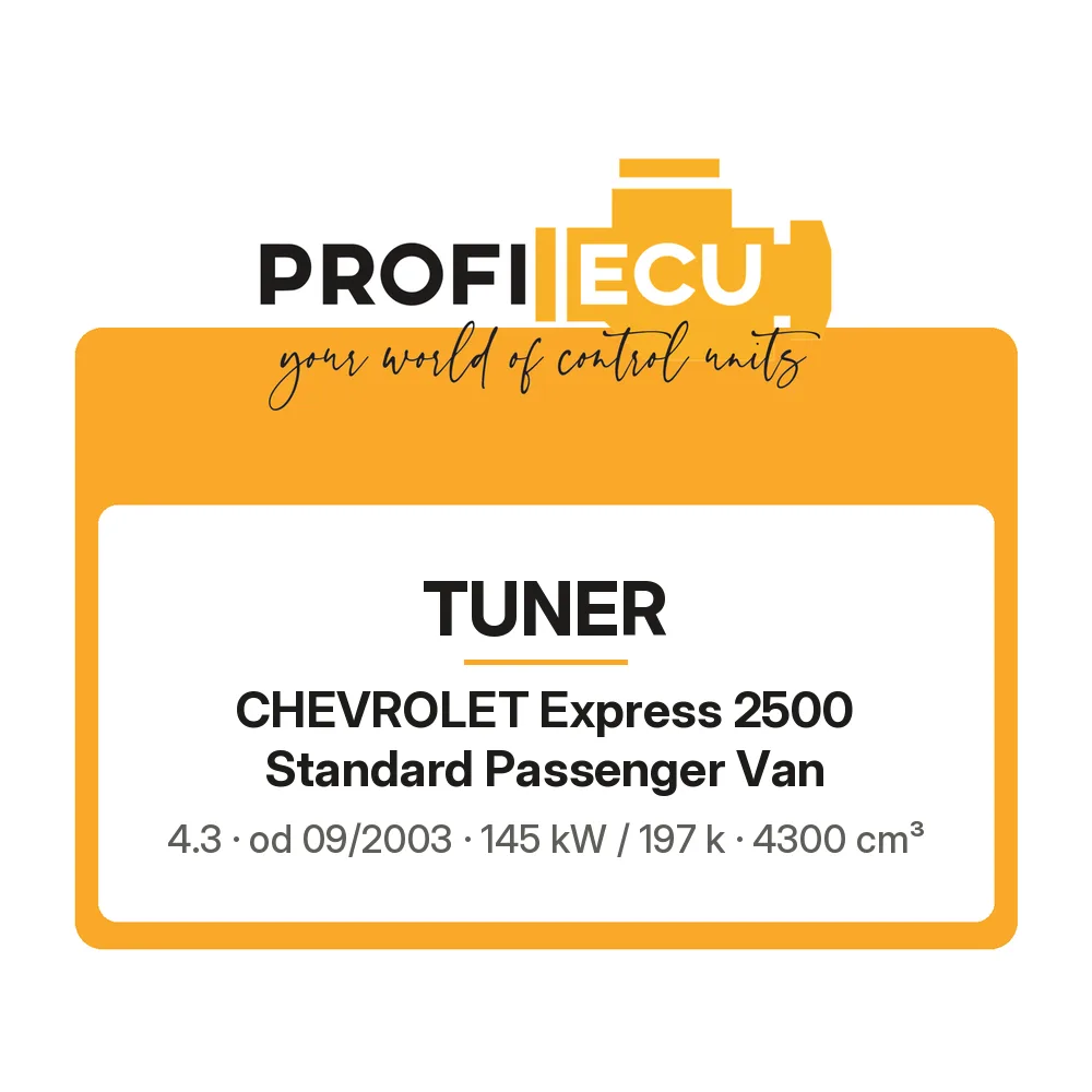 Etiketa ProfiECU: Tuner pro Chevrolet Express 2500 Standard Passenger Van 4.3 145 kW