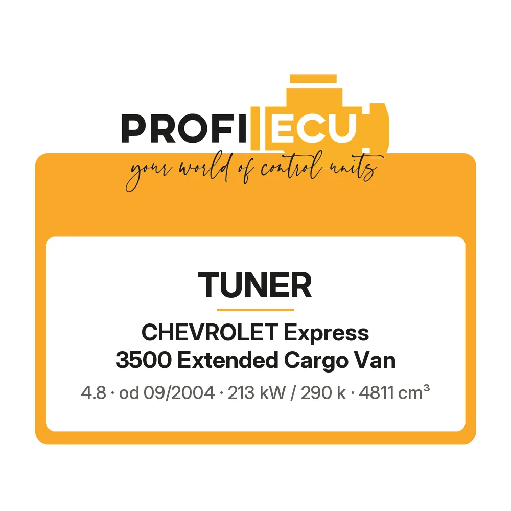 Etiketa ProfiECU: Tuner pro Chevrolet Express 3500 Extended Cargo Van 4.8 213 kW