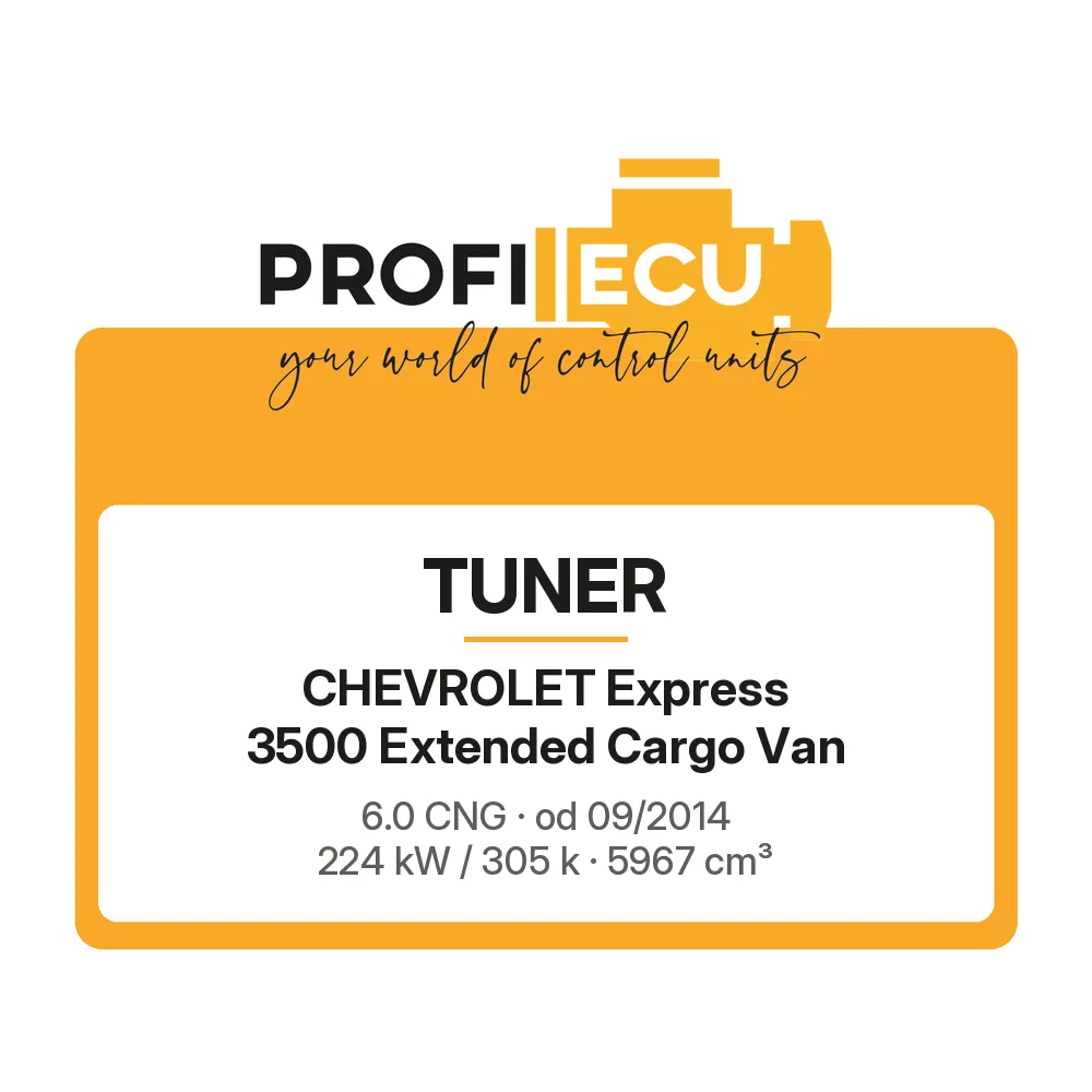 Etiketa ProfiECU: Tuner pro Chevrolet Express 3500 Extended Cargo Van 6.0 CNG 224 kW