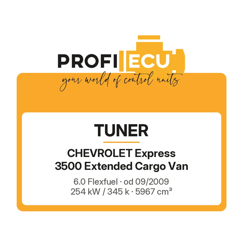 Etiketa ProfiECU: Tuner pro Chevrolet Express 3500 Extended Cargo Van 6.0 Flexfuel 254 kW