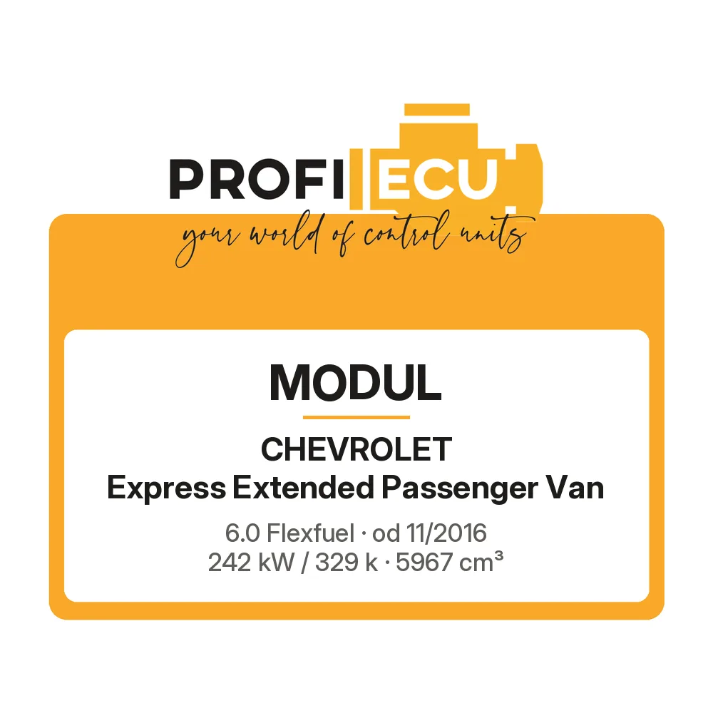 Etiketa ProfiECU: Modul pro Chevrolet Express Extended Passenger Van 6.0 Flexfuel 242 kW