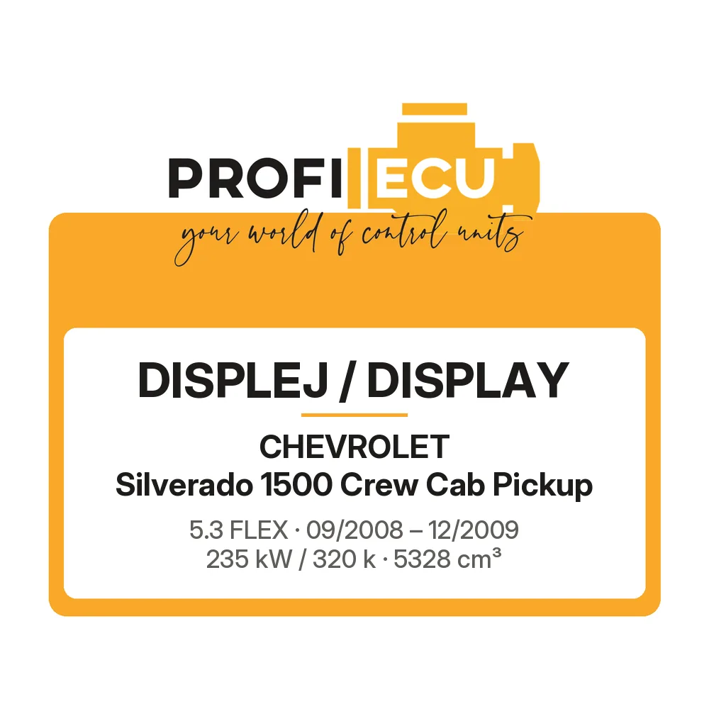 Etiketa ProfiECU: Displej / Display pro Chevrolet Silverado 1500 Crew Cab Pickup 5.3 FLEX 235 kW