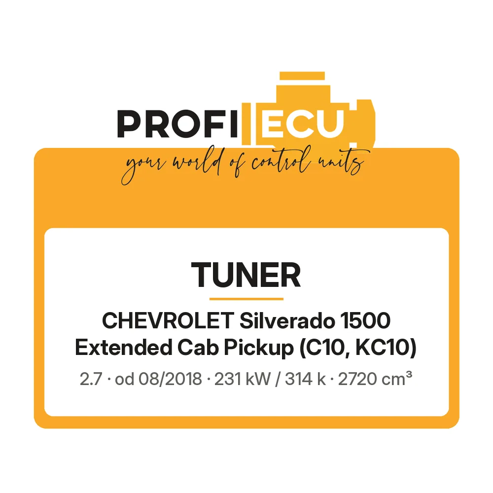 Etiketa ProfiECU: Tuner pro Chevrolet Silverado 1500 Extended Cab Pickup 2.7 231 kW