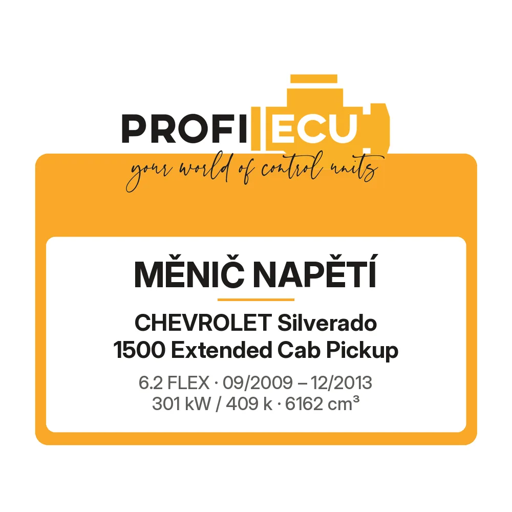 Etiketa ProfiECU: Měnič napětí pro Chevrolet Silverado 1500 Extended Cab Pickup 6.2 FLEX 301 kW