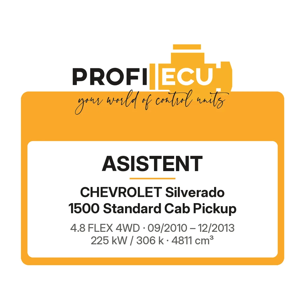 Etiketa ProfiECU: ASISTENT pro Chevrolet Silverado 1500 Standard Cab Pickup 4.8 FLEX 4WD 225 kW