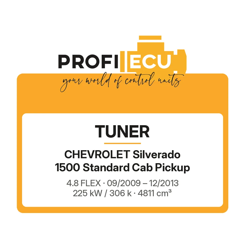 Etiketa ProfiECU: Tuner pro Chevrolet Silverado 1500 Standard Cab Pickup 4.8 FLEX 225 kW