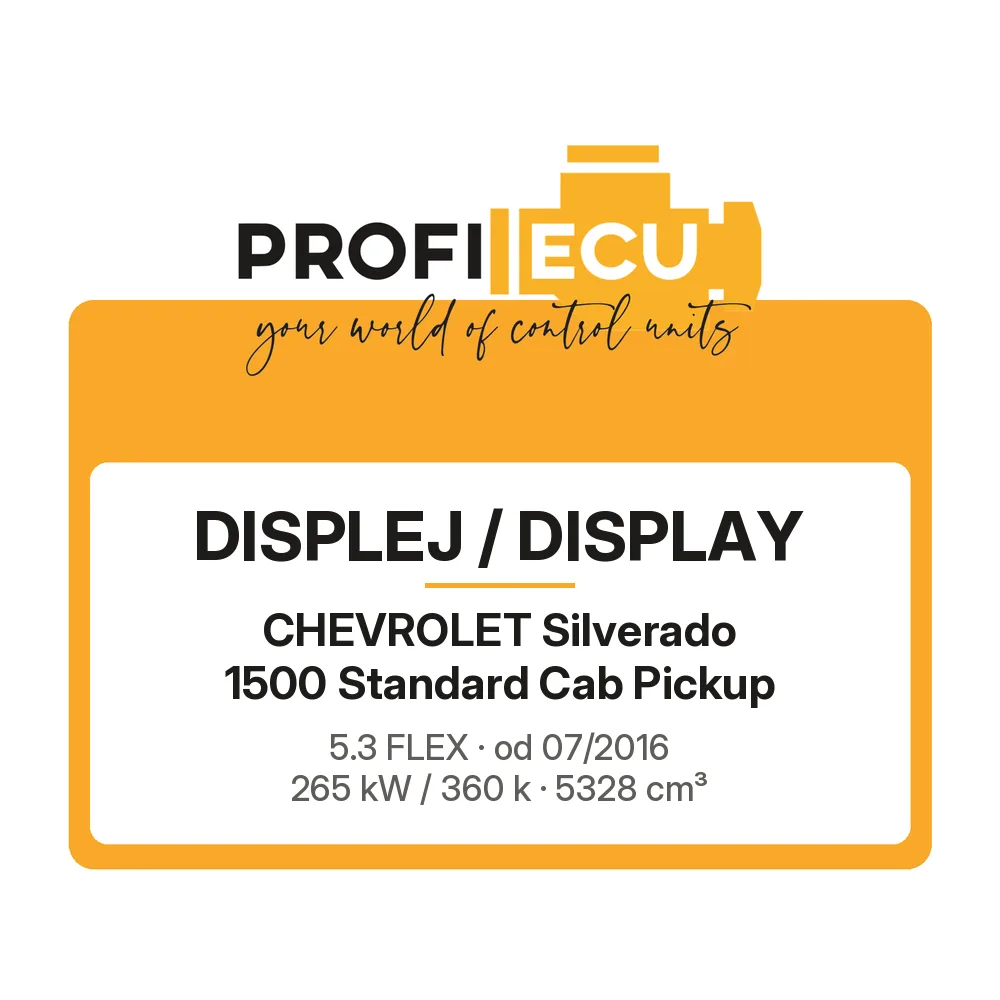 Etiketa ProfiECU: Displej / Display pro Chevrolet Silverado 1500 Standard Cab Pickup 5.3 FLEX 265 kW