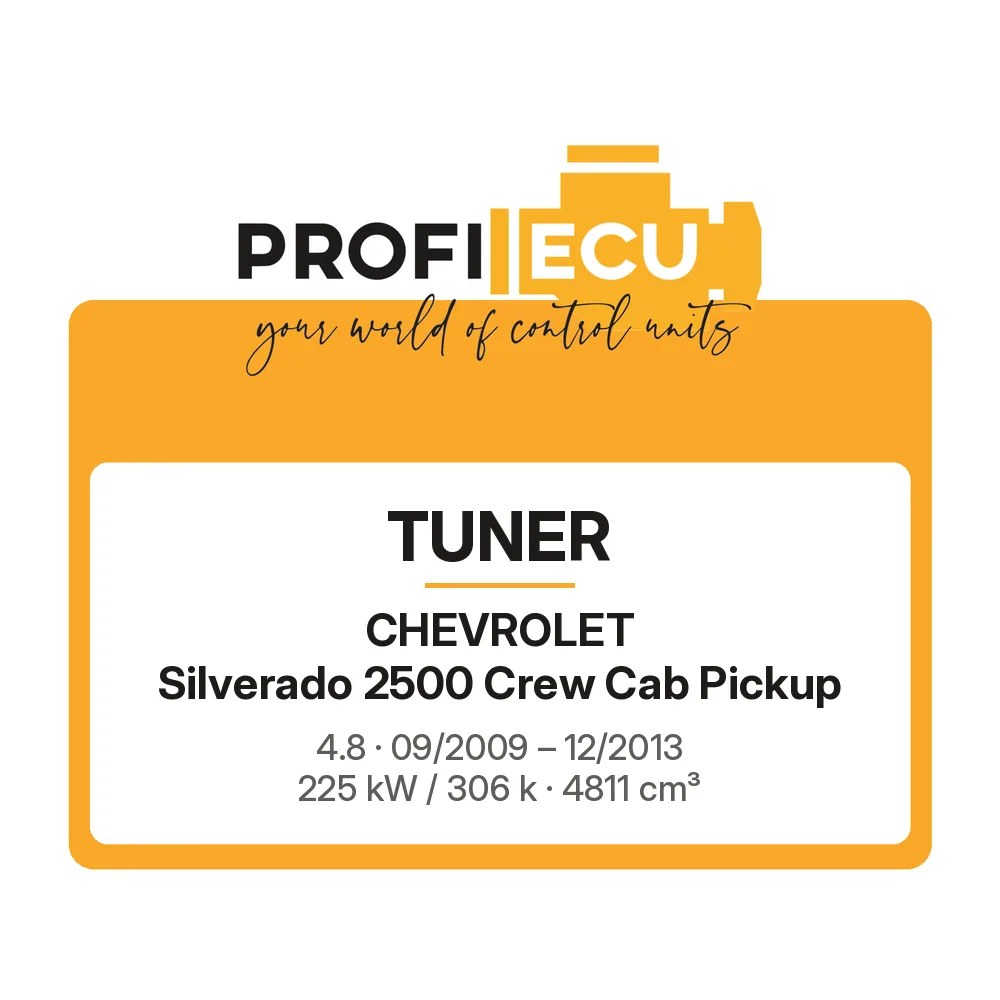 Etiketa ProfiECU: Tuner pro Chevrolet Silverado 2500 Crew Cab Pickup 4.8 225 kW