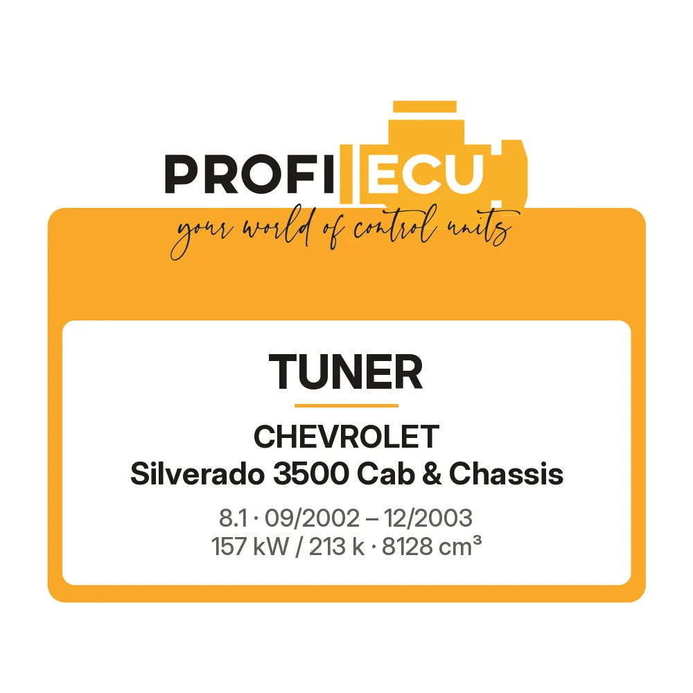 Etiketa ProfiECU: Tuner pro Chevrolet Silverado 3500 Cab & Chassis 8.1 157 kW