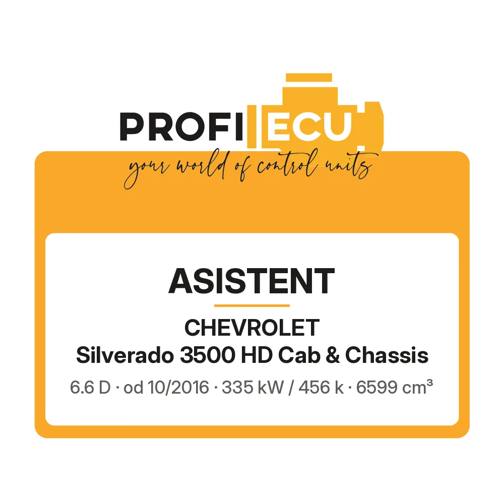 Etiketa ProfiECU: ASISTENT pro Chevrolet Silverado 3500 HD Cab & Chassis 6.6 D 335 kW