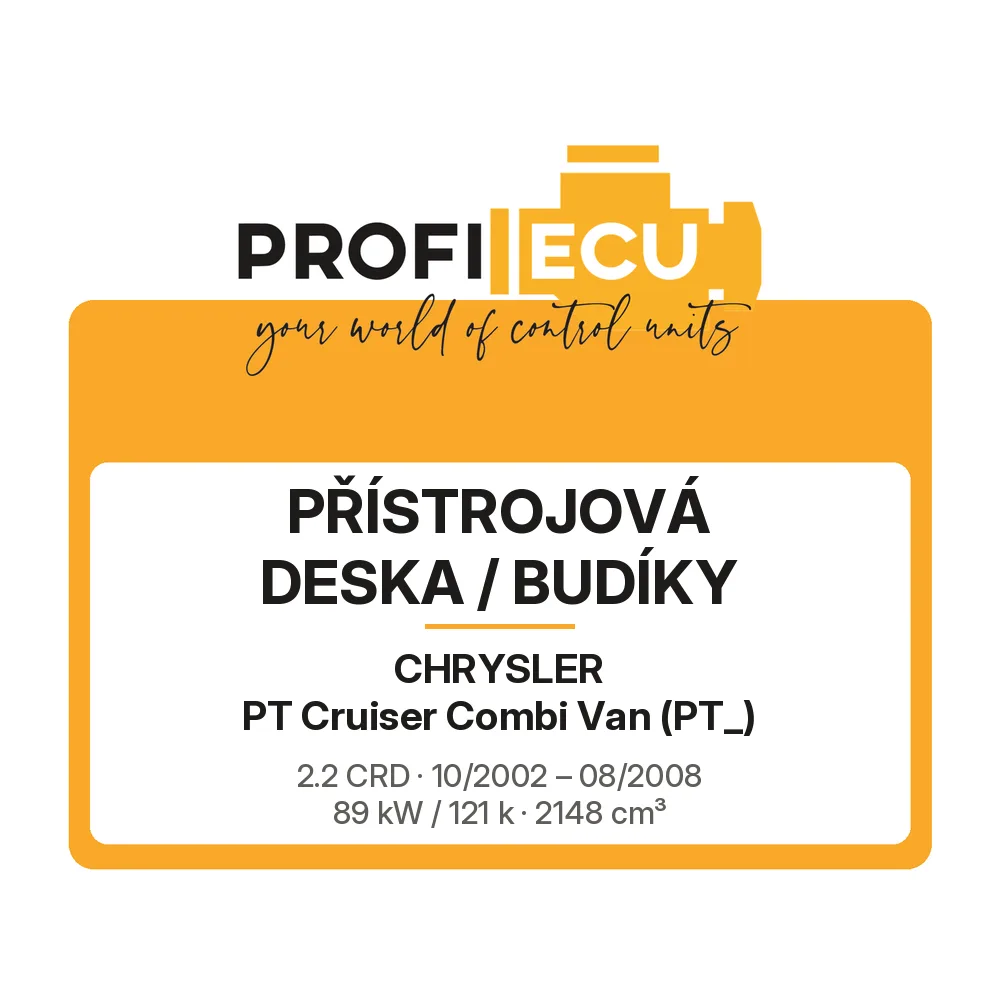 Etiketa ProfiECU: Přístrojová deska / Budíky pro Chrysler PT Cruiser Combi Van 2.2 CRD 89 kW
