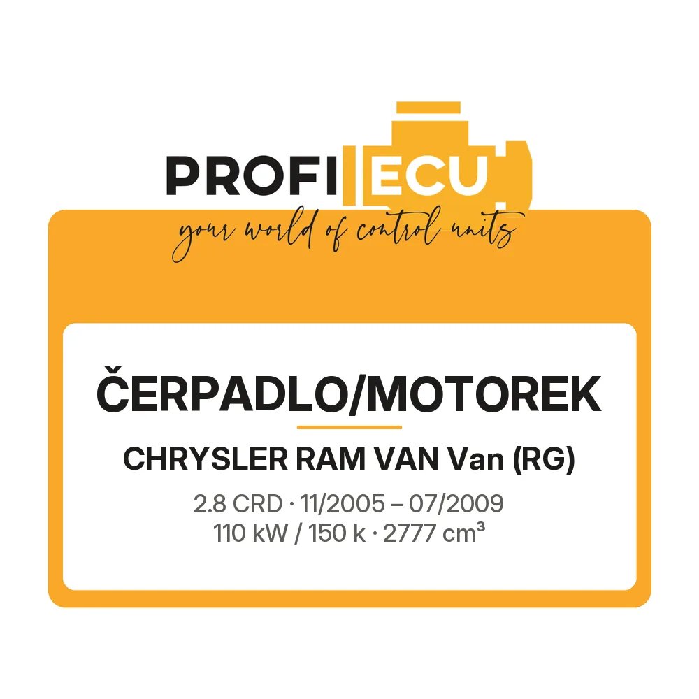 Etiketa ProfiECU: Čerpadlo/Motorek pro Chrysler RAM VAN Van 2.8 CRD 110 kW