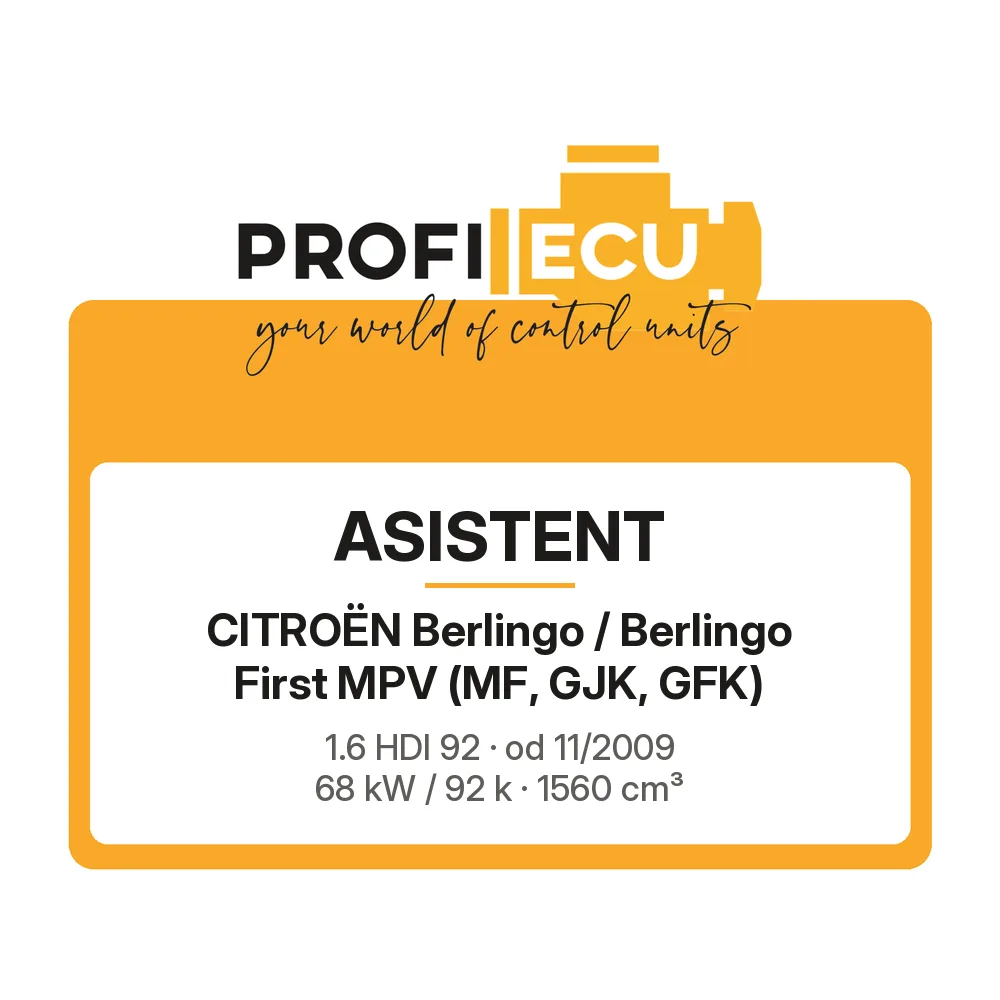 Etiketa ProfiECU: ASISTENT pro Citroën Berlingo / Berlingo First MPV 1.6 HDI 92 68 kW
