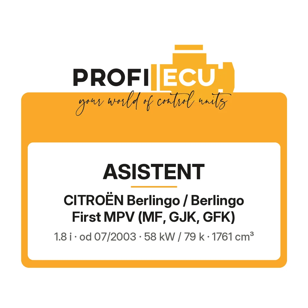 Etiketa ProfiECU: ASISTENT pro Citroën Berlingo / Berlingo First MPV 1.8 i 58 kW