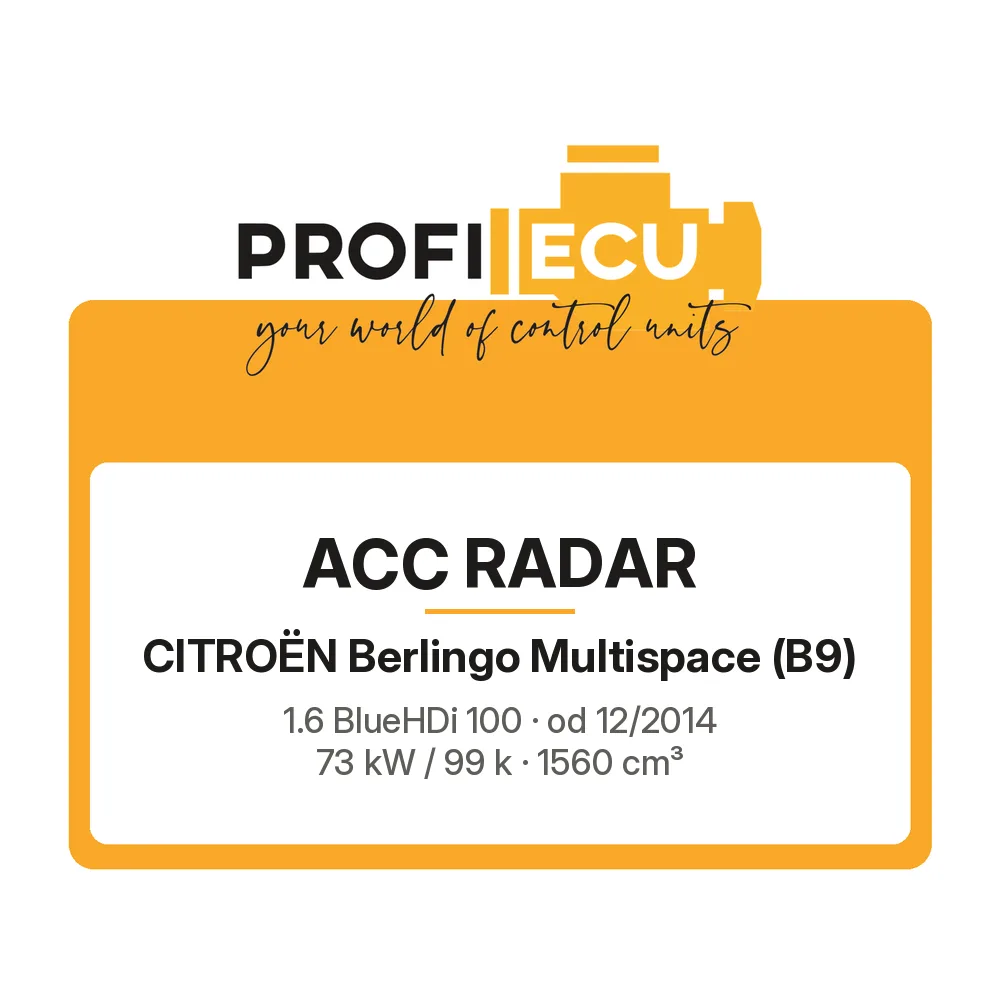 Etiketa ProfiECU: ACC Radar pro Citroën Berlingo Multispace 1.6 BlueHDi 100 73 kW