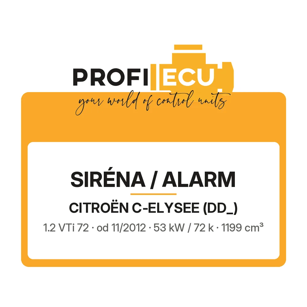 Etiketa ProfiECU: Siréna / Alarm pro Citroën C-ELYSEE 1.2 VTi 72 53 kW