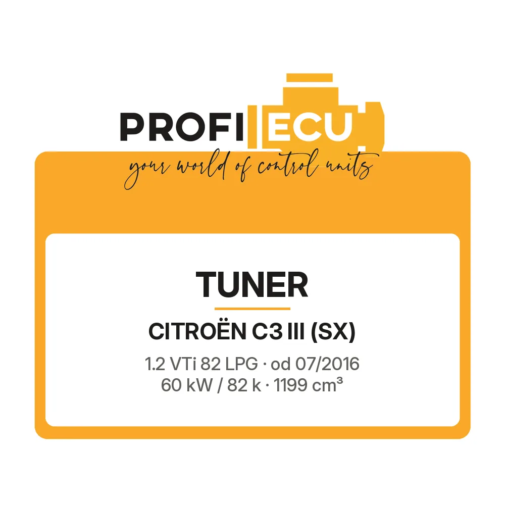 Etiketa ProfiECU: Tuner pro Citroën C3 III 1.2 VTi 82 LPG 60 kW