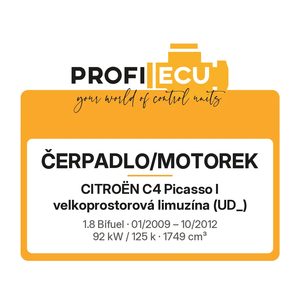 Etiketa ProfiECU: Čerpadlo/Motorek pro Citroën C4 Picasso I velkoprostorová limuzína 1.8 Bifuel 92 kW