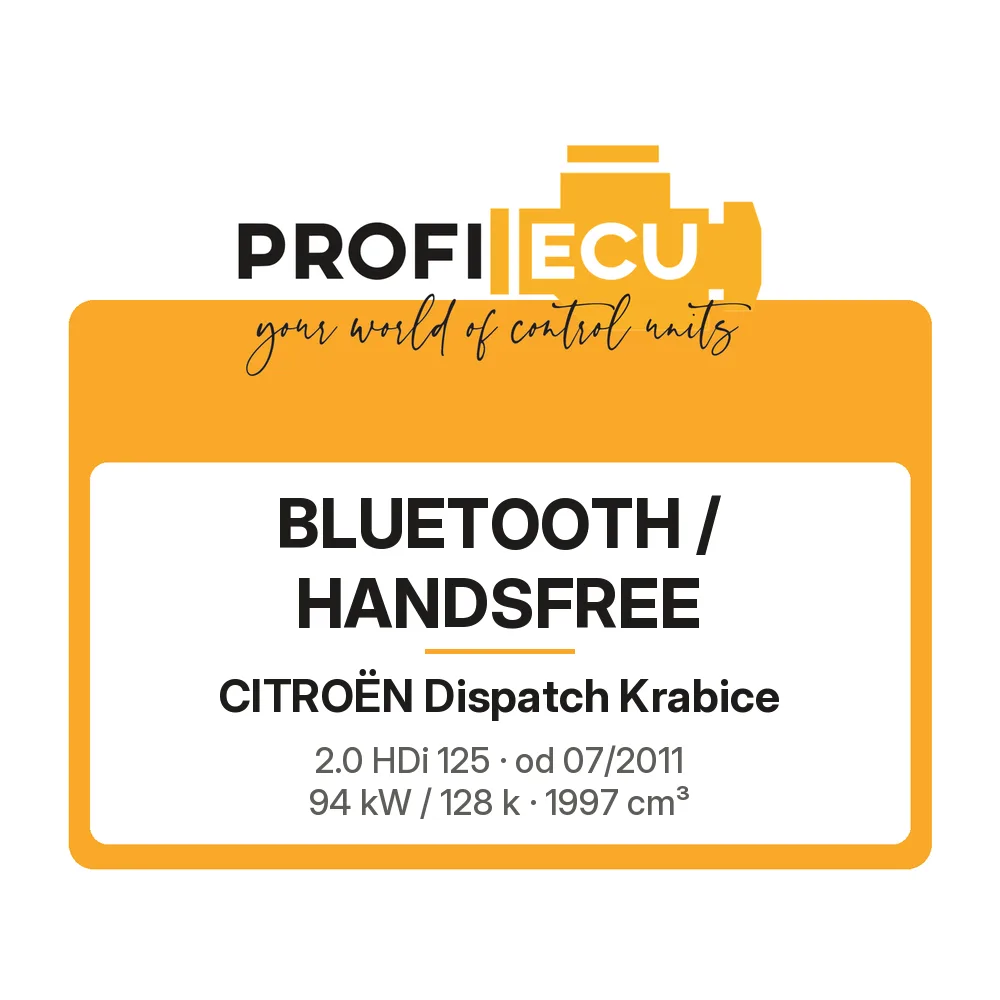 Etiketa ProfiECU: Bluetooth / Handsfree pro Citroën Dispatch Krabice 2.0 HDi 125 94 kW
