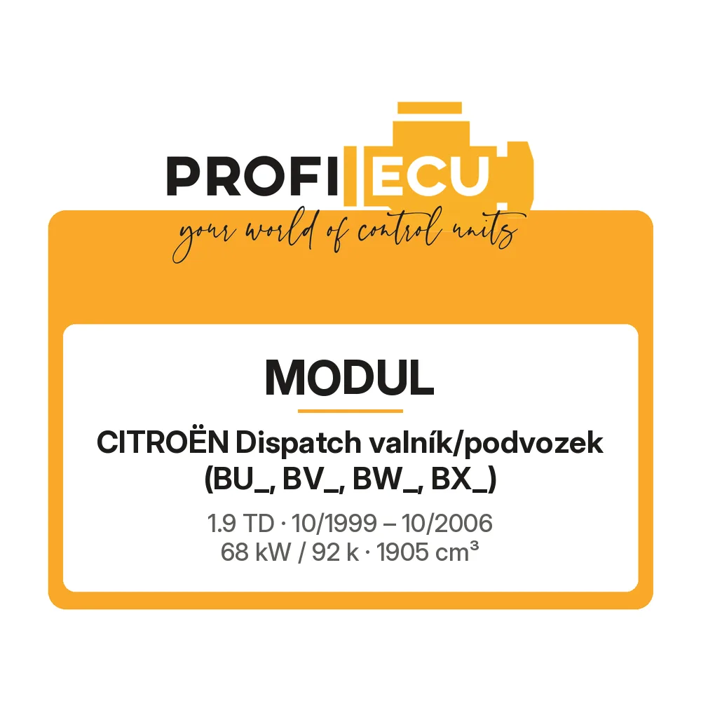 Etiketa ProfiECU: Modul pro Citroën Dispatch valník/podvozek 1.9 TD 68 kW